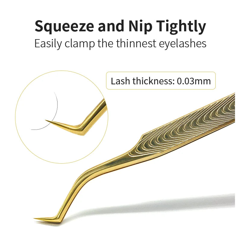 NATUHANA Anti-static Eyelash Extension Tweezer Gold Stainless Steel Qme