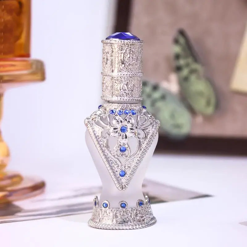 Arabian Antiqued Metal Essential Oil Bottles Refillable Perfume Qme