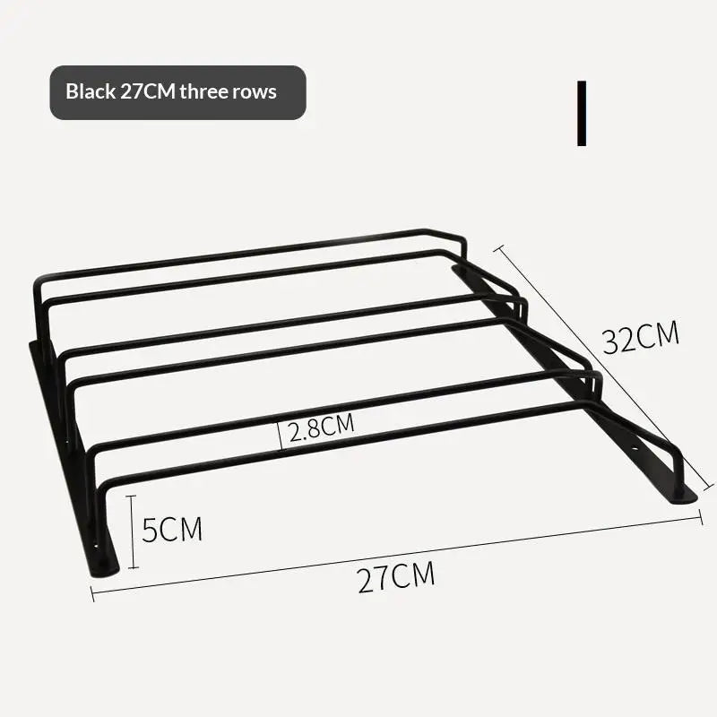 27/34cm Carbon Steel Wine Rack Glass Holder Hanging Bar Hanger Shelf Hanging Rack Under Cabinet Stemware Organizer Qme I