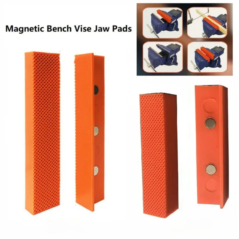 2Pcs 4/5/6 Inch Magnetic Soft Pad Jaw Plain Grooves Soft Nylon Bench Jaw Fixing Protection Pads For Metal Bench Machine Tools Qme