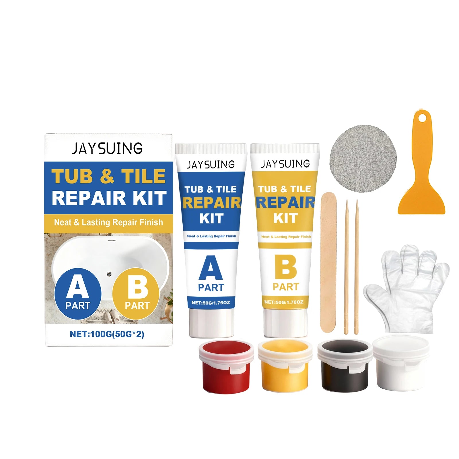 Tub & Tile Repair Kit Repair Damaged Tile Bathtub Fill Cracks Waterproof Stain-Resistant Ceramic Marble Crack Filler Sealing Set Qme 1 Set