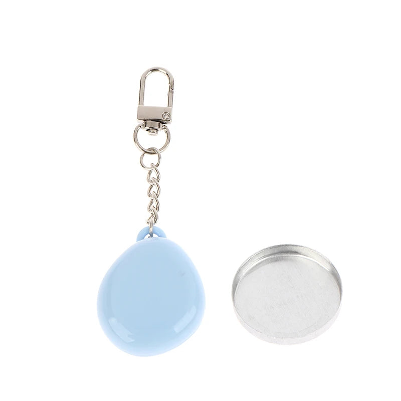 Colorful Portable Makeup Compact Empty Refillable Case Aluminum Tray Qme Blue Keychain