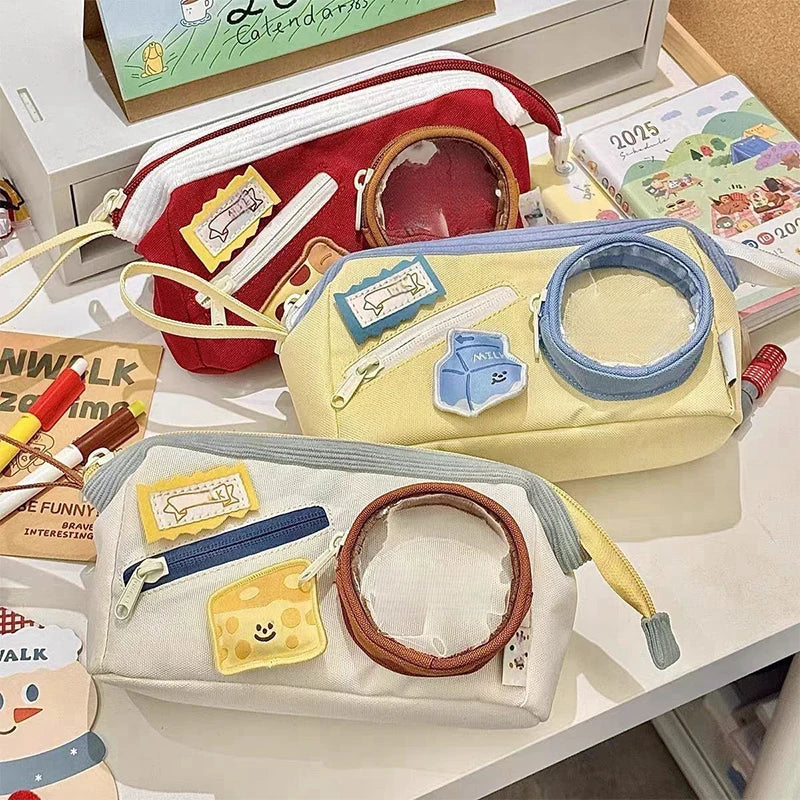 Adorable Large Capacity Burger Pencil Case Multi-layer Japanese Qme