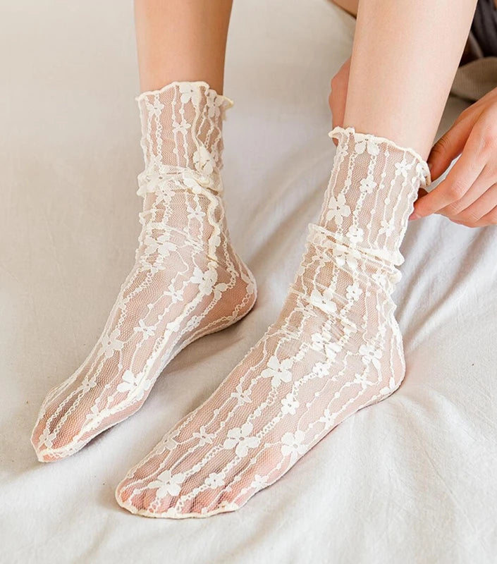 Women Sexy Lace Flower Fashion Ultra-thin Transparent Summer Japan Qme