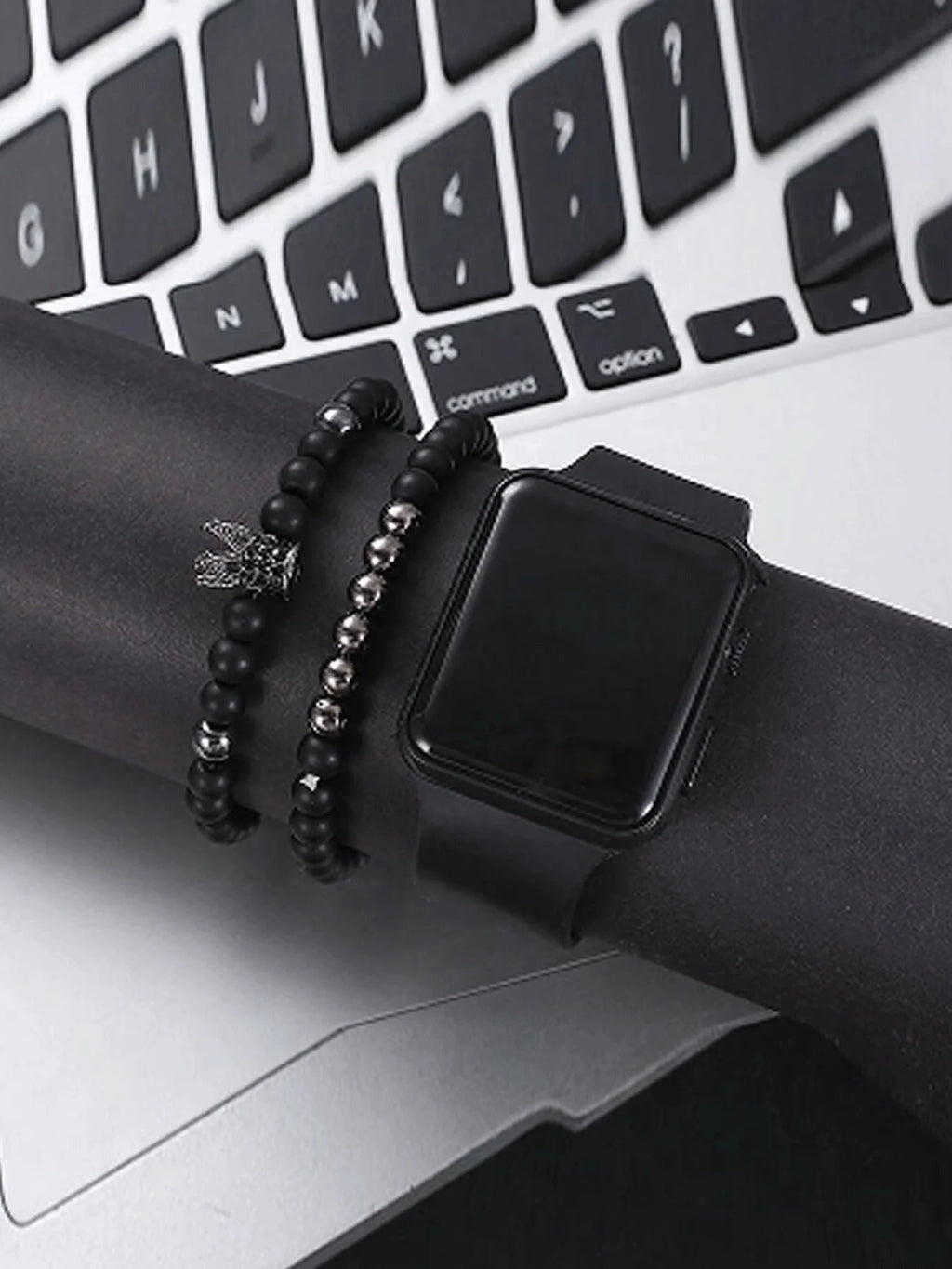 3-piece exquisite and versatile women's watch set, fashionable quartz watch, casual steel strip watch, women's watch set Qme black No
