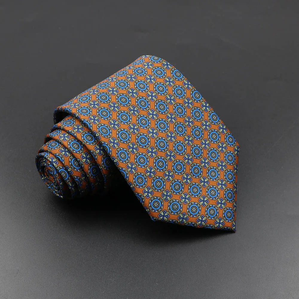 Men's Fashion Silk Tie Soft Novelty Necktie Blue Green Orange Ties
