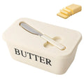 Butter Container Box Dish Lid Knife Restaurant Sealed Storage Kitchen Qme White