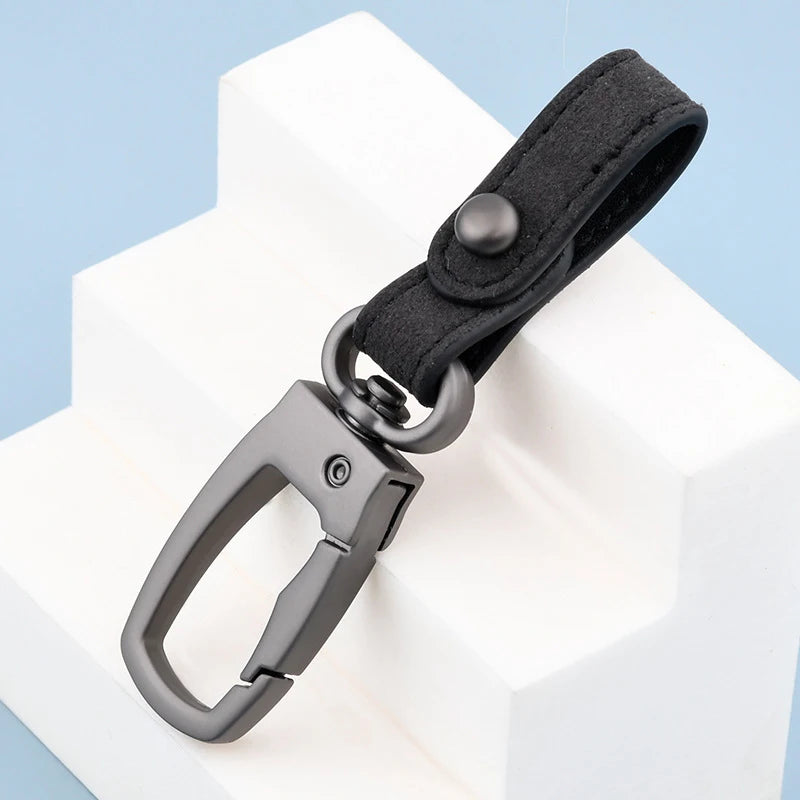 Handmade Leather Keyring Outdoor Camping DIY Car Keychain Charms Qme Black