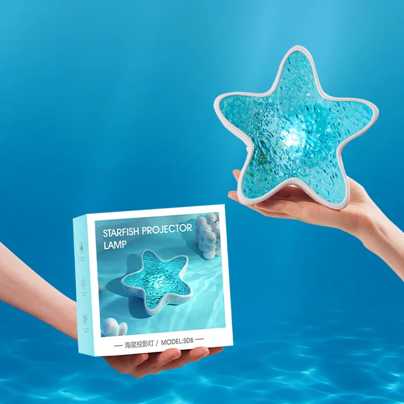 Starfish Projection Lamp Ocean Blue Ripple Night Light Romantic Qme Blue