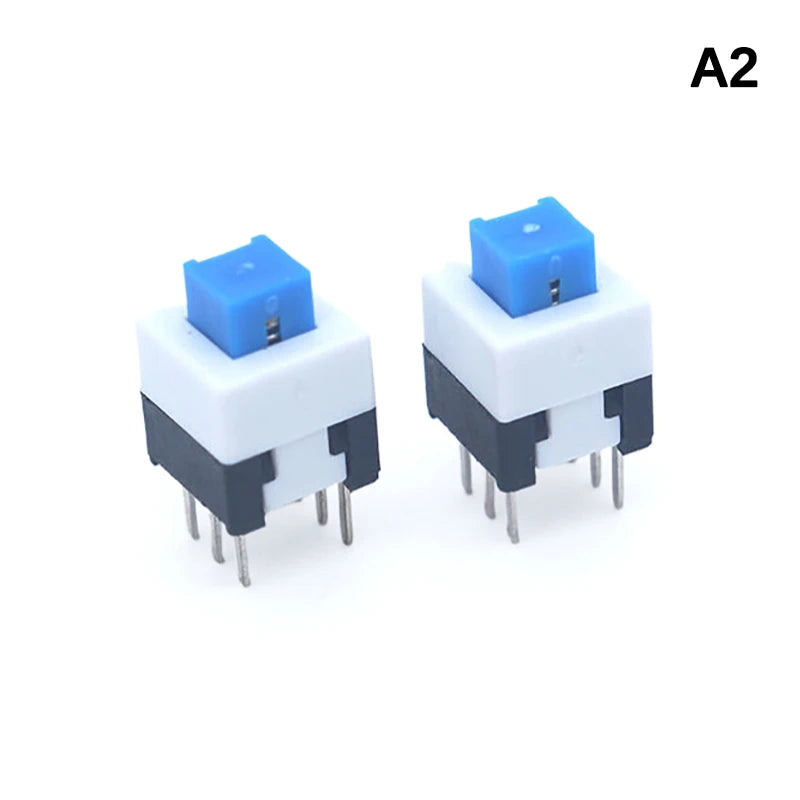 Lot Square 7x7x12mm 6 Pin DPDT Mini Push Button Flat Self-locking Qme A2