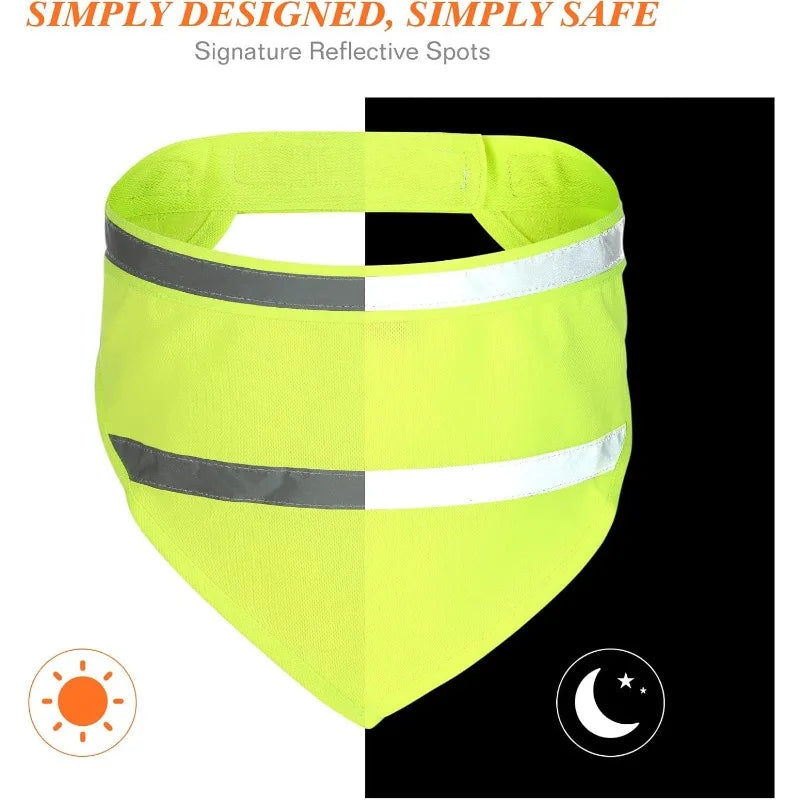 Pet triangle scarf with reflective strip for high visibility, suitable for small and medium-sized dogs to safely walk at night Qme