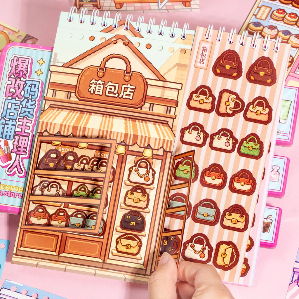 TIANZI 3D Scene Cartoon Landscape Stickers Book Collection Stacking Sticker Stereoscopic Hut DIY Cute Scenic Sticker Set Gift Qme