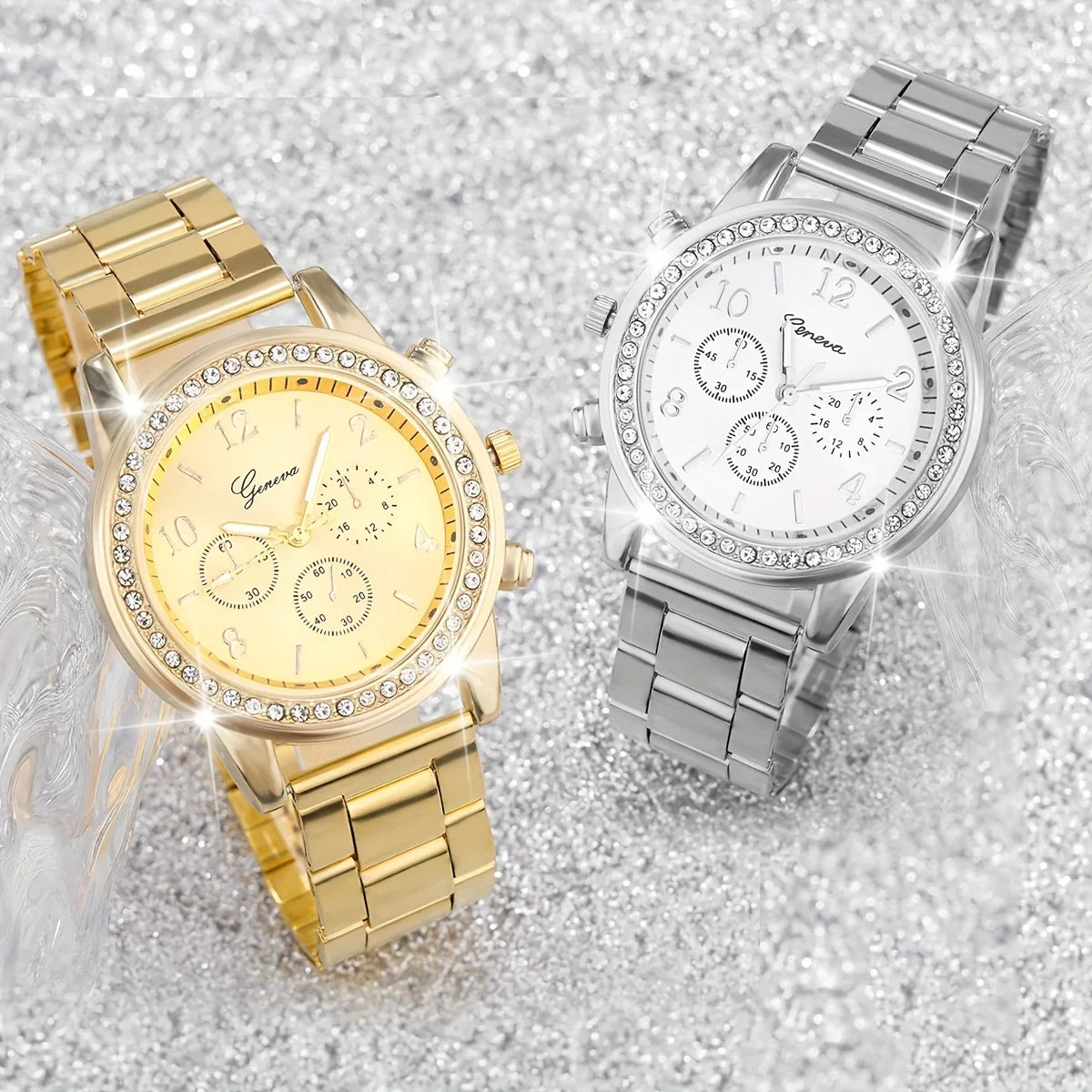 Elegant Women'S Quartz Watch & Jewelry Set - 2pcs, Swiss Movement, Zinc Alloy Band, Round Case, Digital Display Jewelry Qme