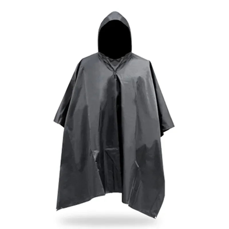 Multifunctional 3 in 1 Backpack Rain Cover Rain Poncho Waterproof Motorcycle Outdoor Hiking Awning Camping Tent Mat Qme black