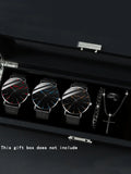 3Pcs Geneva Minimal Mesh Band Watch Set with Cross Necklace & Textured Ring for Men Qme 6pcs