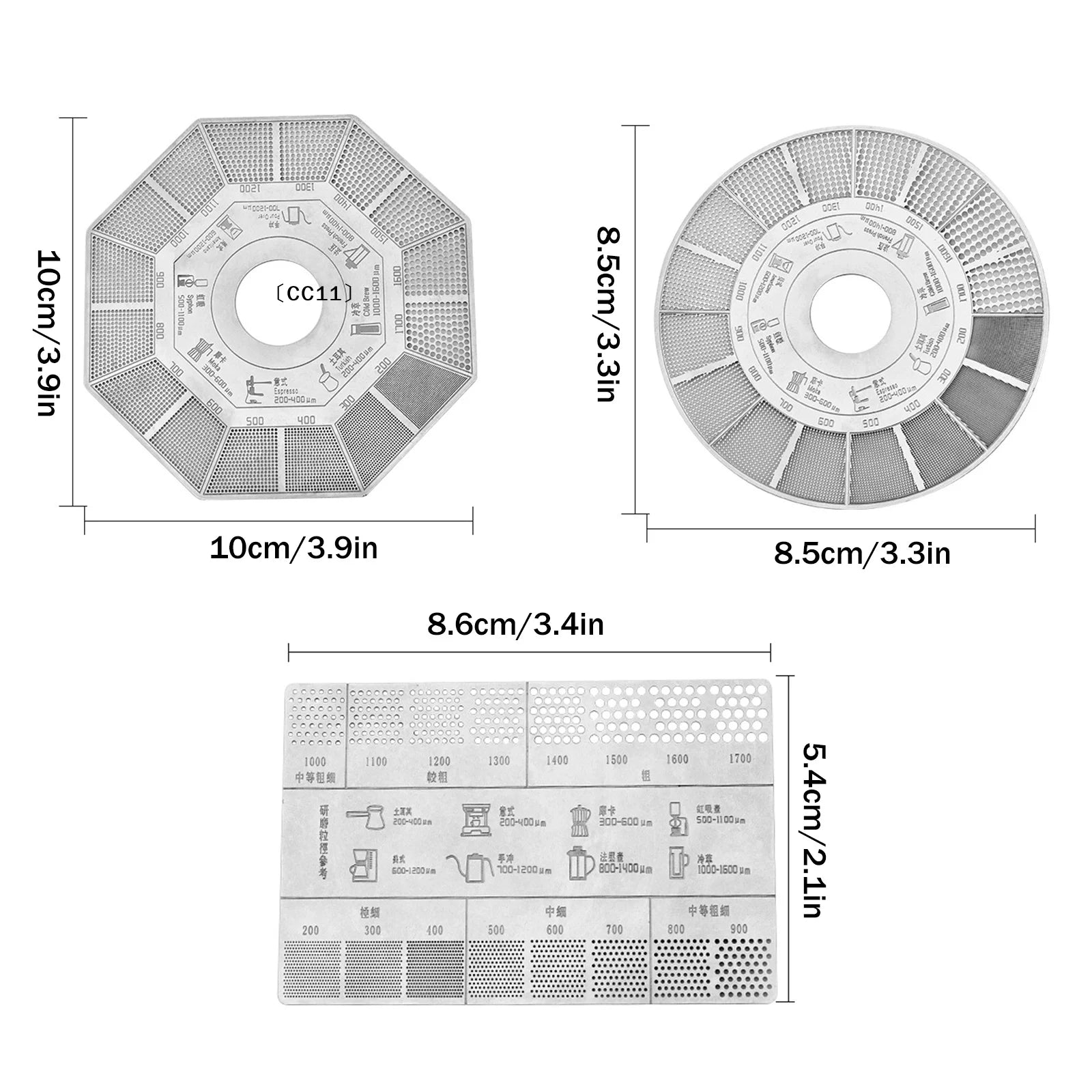 Coffee Powder Grinding Thickness Reference Comparison Card Grinder Qme