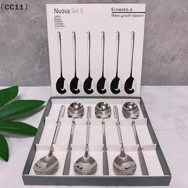 Stainless Steel Coffee Spoon Ice Cream Dessert Tea Long Handle Picnic Qme