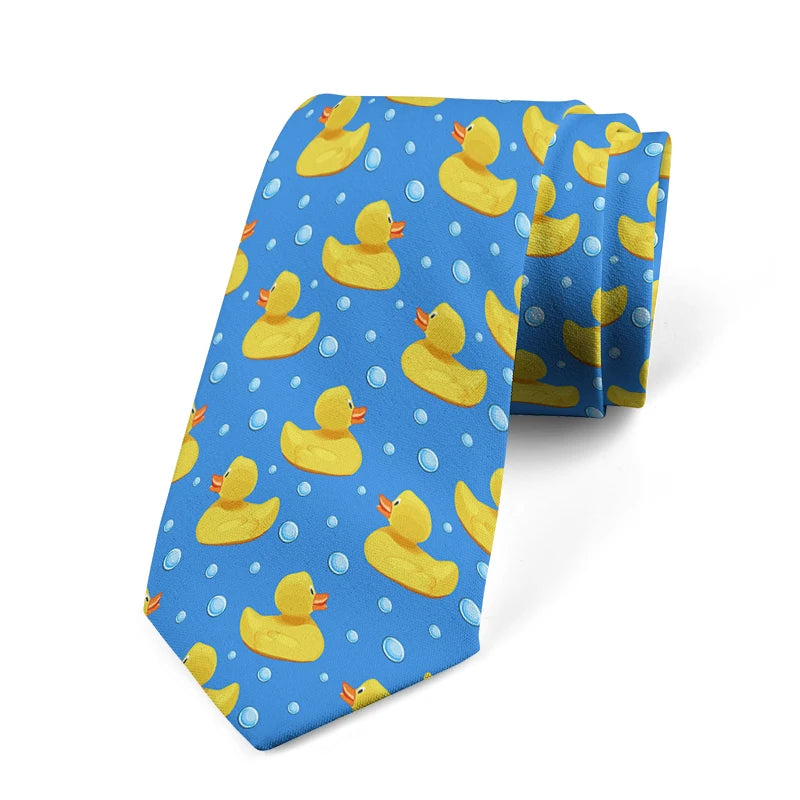 Cartoon Duck 3D Printed Tie Unisex Yellow Novelty Fashion Business Qme style2