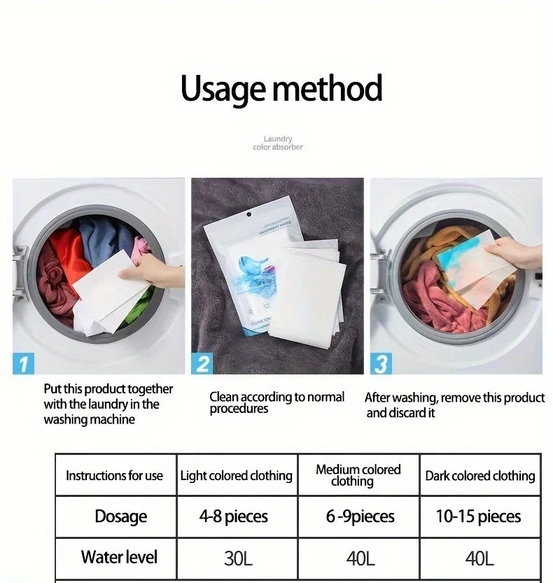 Anti-Staining Clothes, Laundry Paper, Color-Absorbing Sheets, Washing Machine Anti-Cross-Color Laundry Sheets Qme