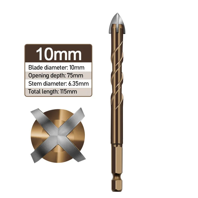 Hard Metal Hex-Shank Drill Bit Sets Tungsten Carbide Hole Cutter Tool For Wall Brick Glass Tile 3mm-12mm Qme Concrete Bit 10mm