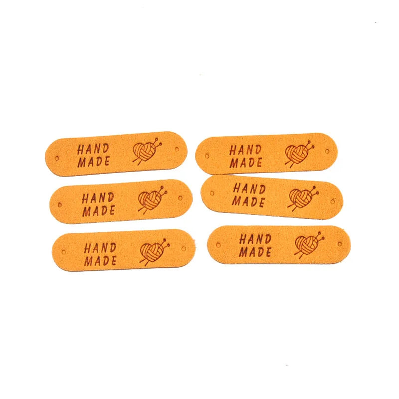 20Pcs 4.5x1.2cm 15Colors Mixed Leather Embossed Labels Sewing Accessories 2holes Garment Tag Handmade DIY Clothes Material c4017 Qme 15-20Pcs