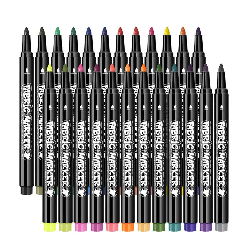 36Pcs Color Fabric Marker Pen Waterproof Non-fading Permanent Paint Pens for DIY T-Shirt Shoes Graffiti Drawing Art Stationery Qme