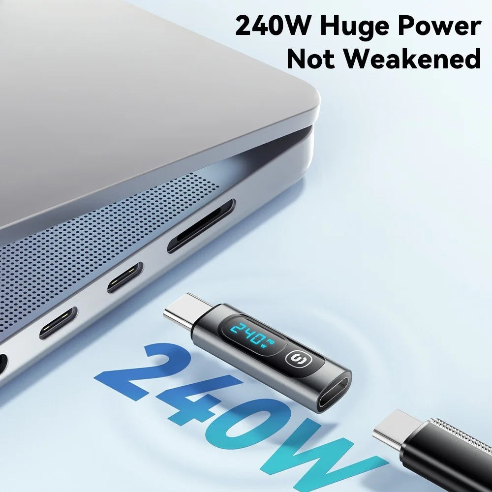 PD to USB C 240W OTG Adapter Fast Charging with Digital Display 480Mbps Data Transfer OTG Connector for iPhone Macbook Samsung Qme
