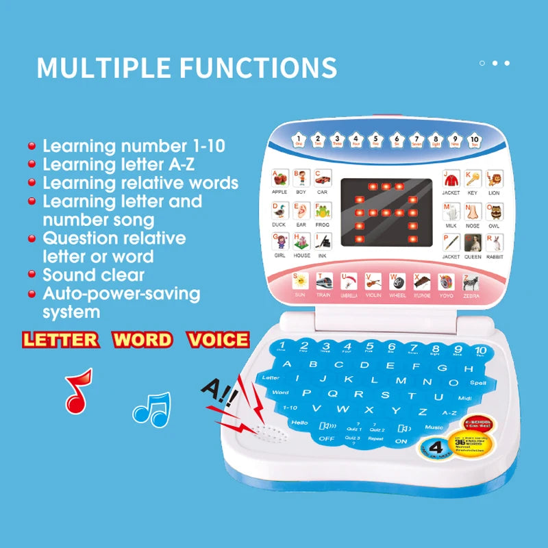 Learning Machine Laptop Computer Child Electronic Preschool Language Education Toys Gift Toddler Kid Developing Cognitive Skills Qme