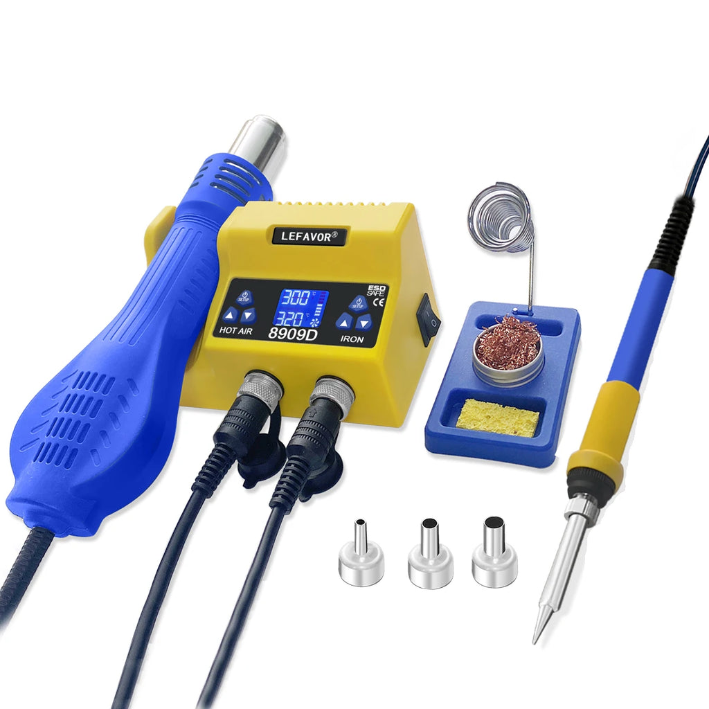 1 Digital Soldering Station Iron Air Gun BGA SMD Welding Rework Tool Qme