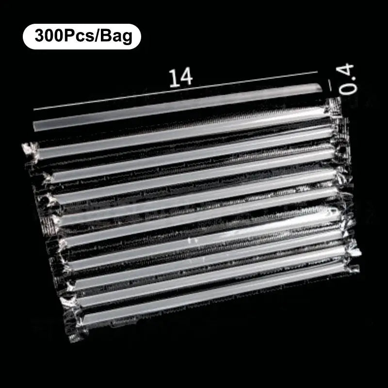 100 300 Disposable Drinking Straw Transparent Plastic Milk Smoothie Qme A2