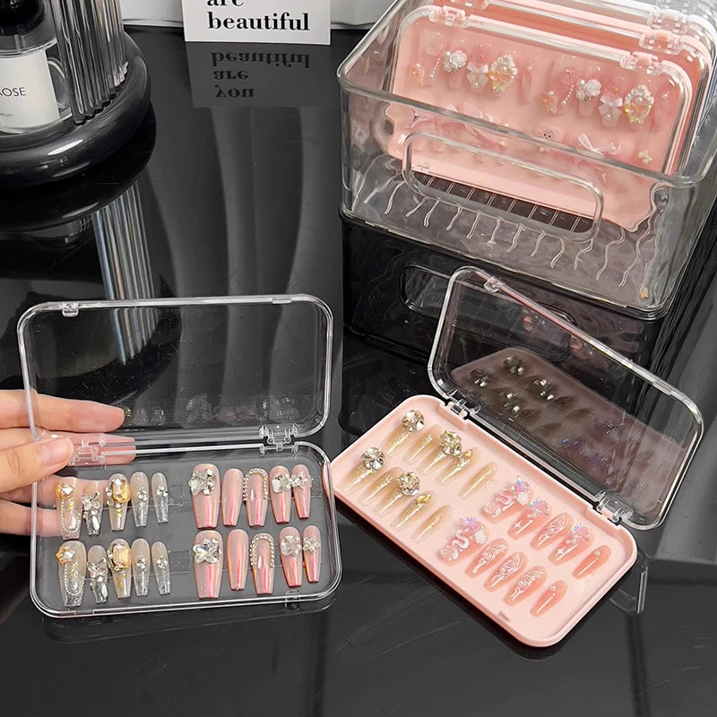 Plastic Clear Jewelry Box Press-on Nail Storage Case Rectangle False Qme