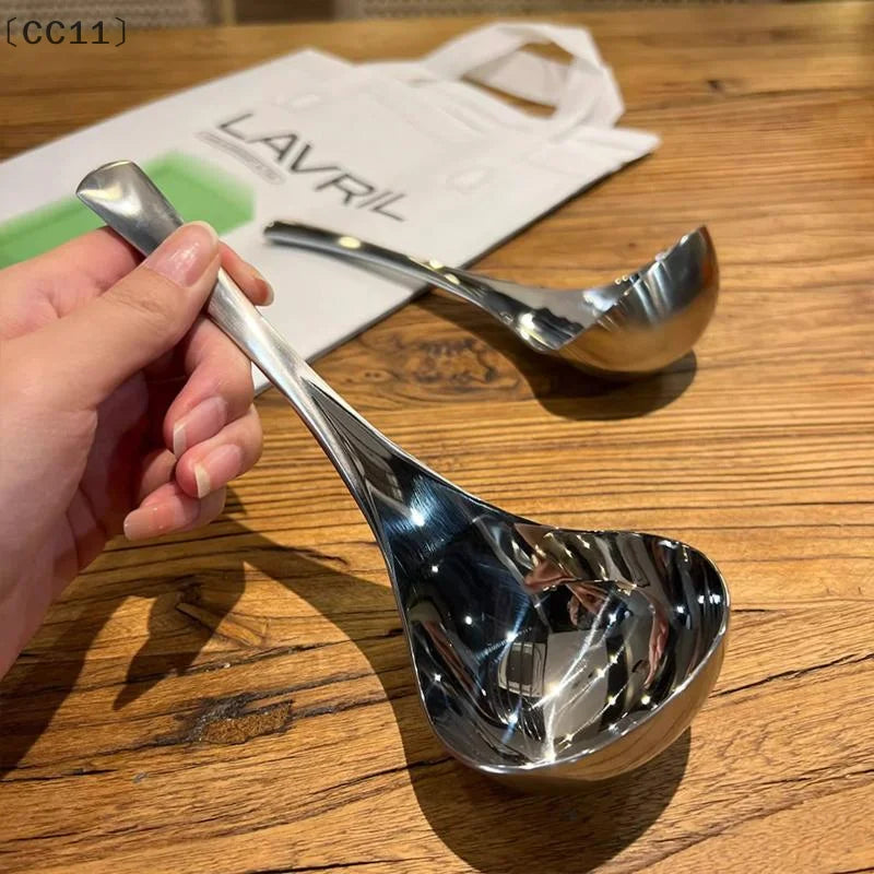 CC112 Thicken Stainless Steel Spoon Long Handle Pot Scoops Cooking Qme