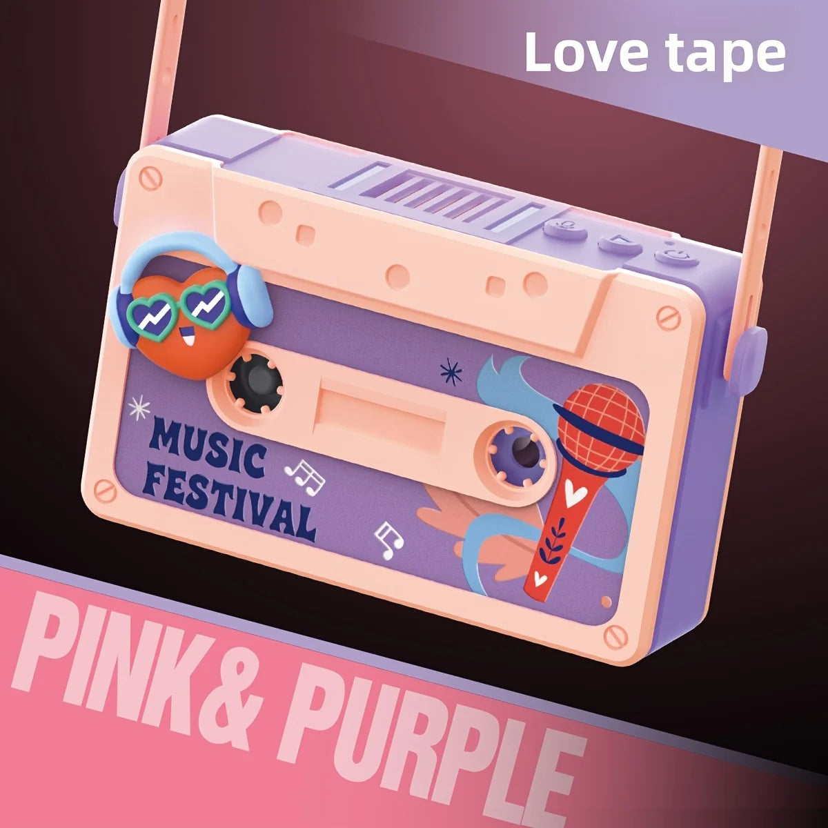 Cartoon Portable Neck Fan Mini Small Personal Handheld Fan USB Rechargeable for Girls Boys Cassette Travel Home Office Outdoor Qme Pink