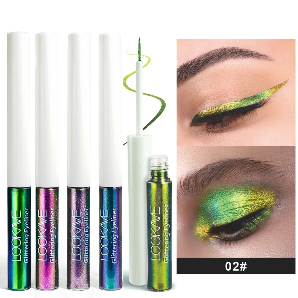 Shiny Chameleon Liquid Eyeliner Waterproof Glitter Long-lasting High Pigment Smudge-proof Pearlescent Eye Liner Makeup Cosmetic Qme