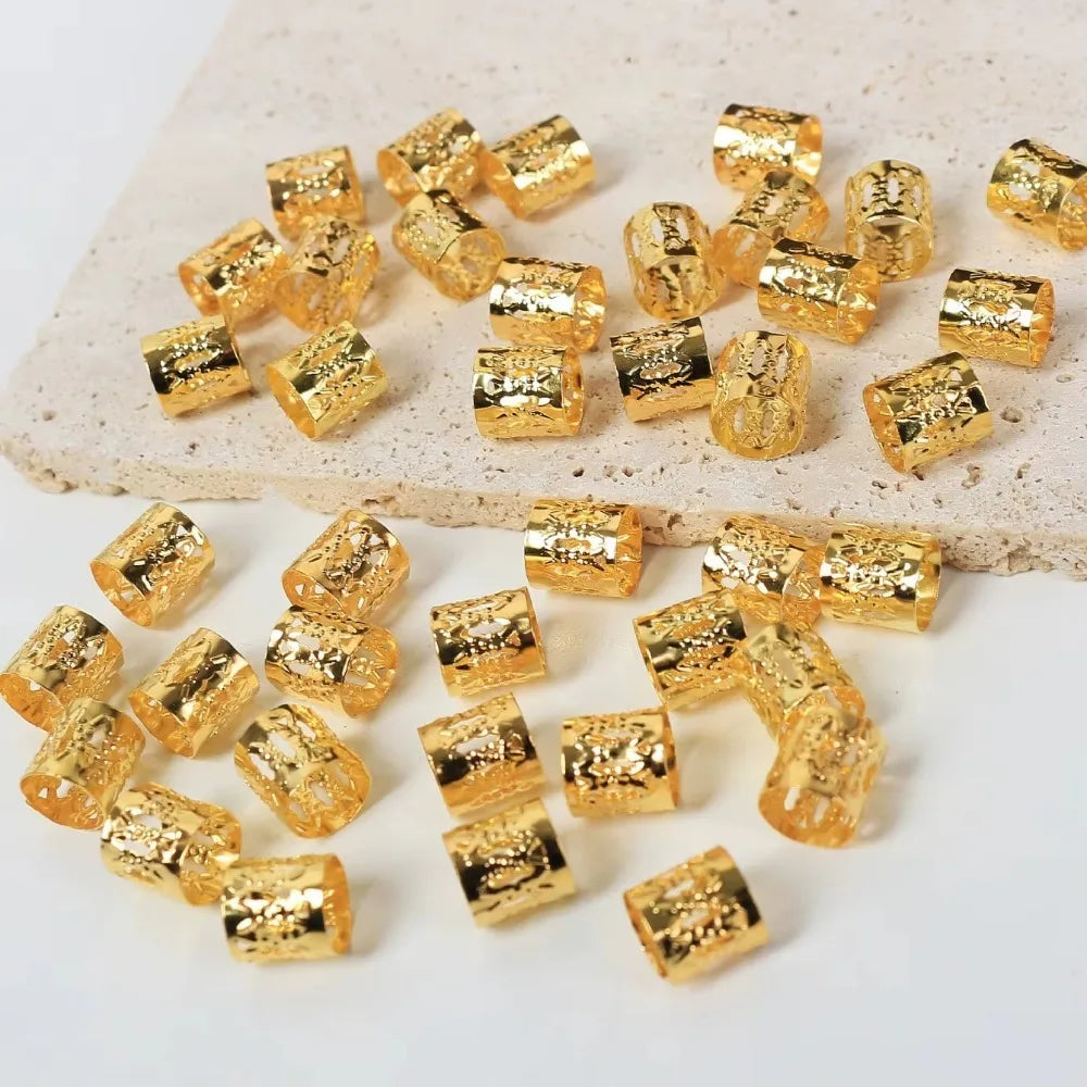 Metal Hollow Hair Rings Beads Braid Clips Dreadlock Cuffs Braiding Qme