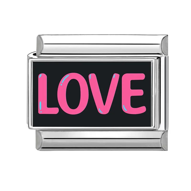 2026 Wholesale Cute LOVE Black Series Charm Bracelet Fit Stainless