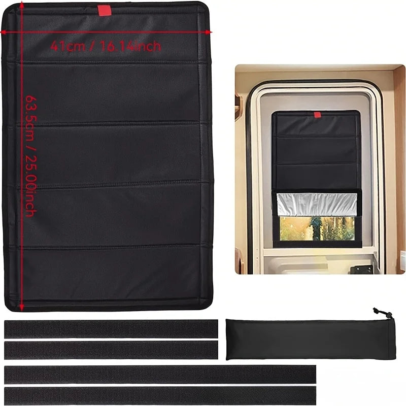 Advanced RV ventilation system and blackout curtains, easy folding design, durable fabric, lightweight sunshade curtains, Qme