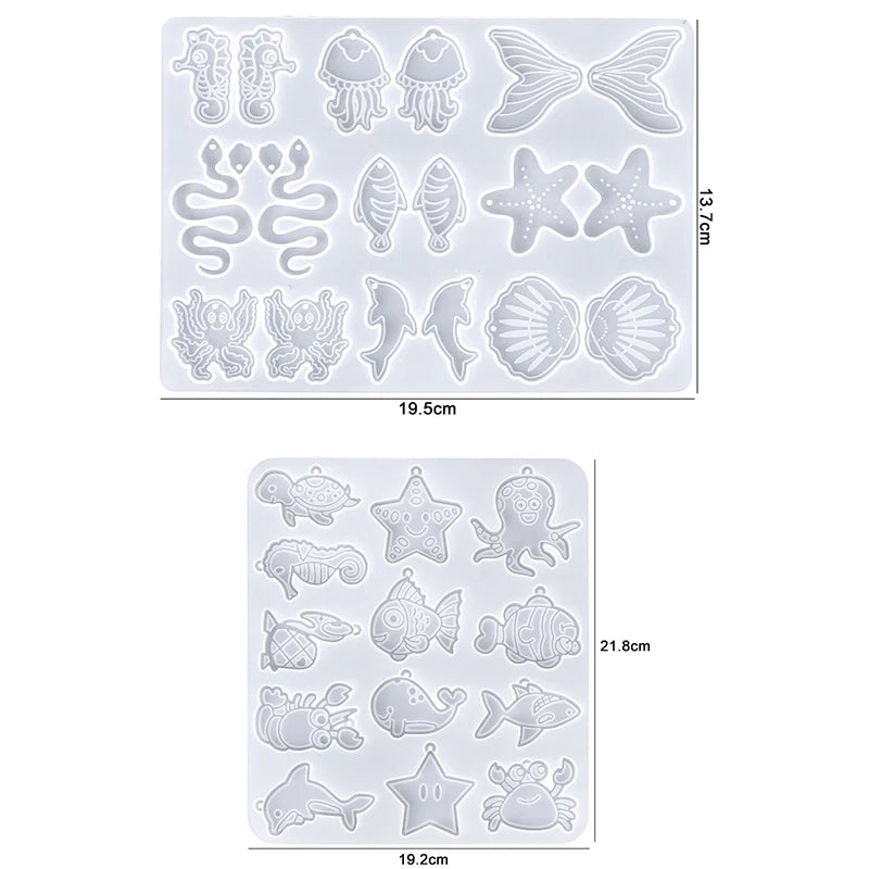Ocean Series Earring Silicone Mold Fish Seashell Resin Casting Mould for Pendant Earring Jewelry Keychain Making DIY Craft Qme