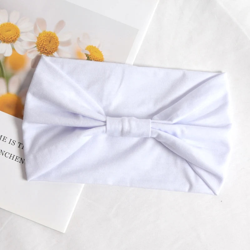 Headband Women Stretchy Wide Hair Band Yoga Running Sports Sweatband Qme WHITE