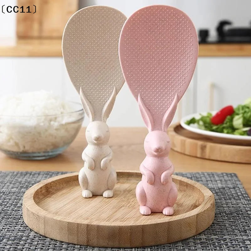 Straw Rabbit Spoon Can Stand Up Rice Spatula Cooker Creative Qme