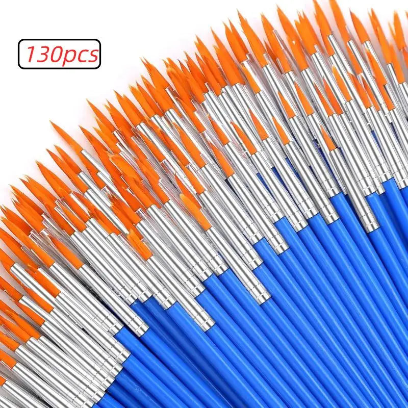 100 130 160 180 Painting Brushes Art Flat Tip Round Nylon Hair Paint Qme A5 130PCS