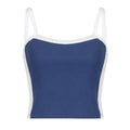 Basic Sweet Slim Crop Spicy Girls Bottoming Shirt Sleeveless Square Qme Blue M