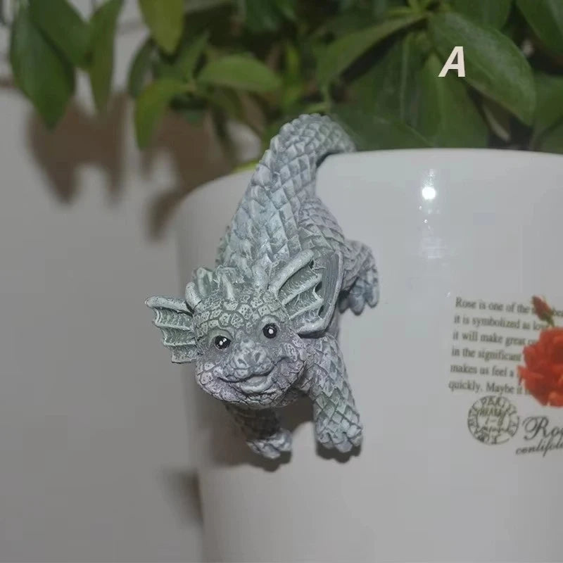 Cute Dragon Outdoor Statue Flower Pot Decoration Hanging Garden Qme A