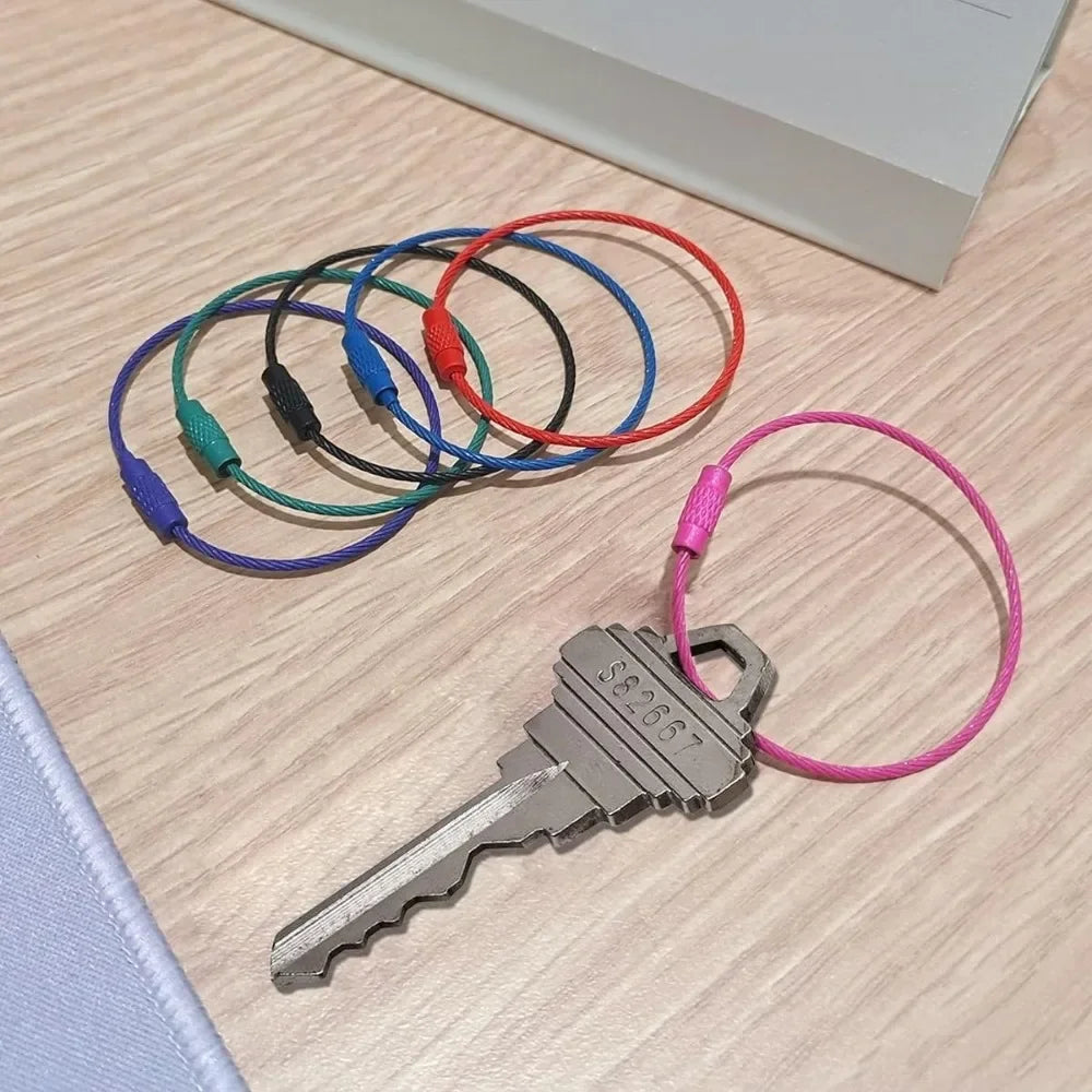 10-100PCS Steel Wire Keychain Multi-color Circular Rope Cable Loop Outdoor Camping Luggage Tag Marking Clip Travel Accessories Qme