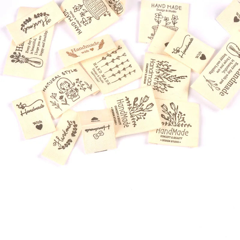 50pcs 14.5-53mm Vintage Handmade Fabric Labels Soft Clothing Tags for DIY Sewing Crafts Clothes Scrapbooking cp3820 Qme