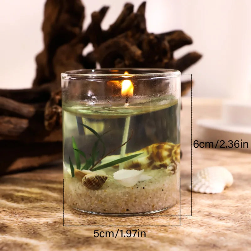 Handmade Ocean Jelly Wax Scented Candle Smokeless Clear Shaped Aroma Qme green