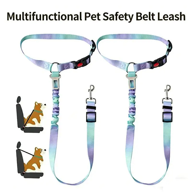 Belt Clip Buckle Tether Large Medium Small Dogs 2-in-1 Dog Car Qme