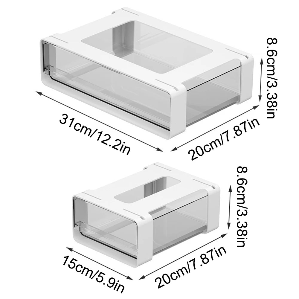 Drawer Storage Box Under Table Hidden Self-Adhesive Drawer Type Organizer Cabinet Office Desk Cosmetics Stationery Storage Rack Qme