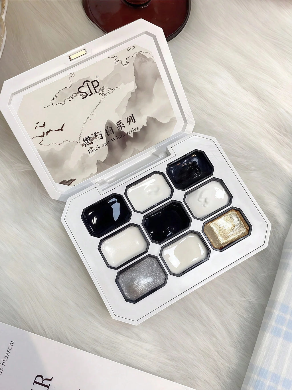 9-grid Black White Glue Nail Polish Nine-grid Free-wash Relief Qme