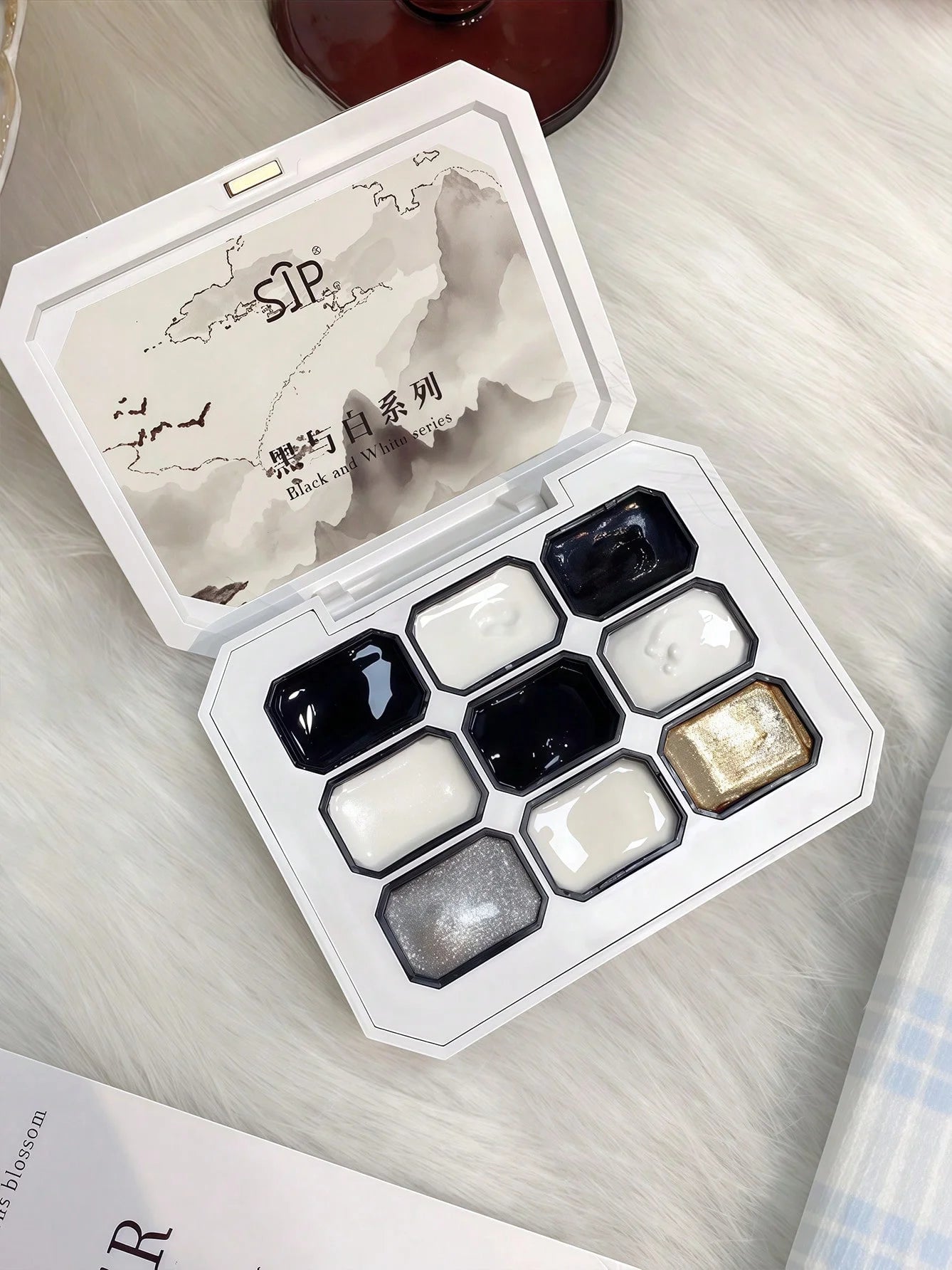 9-grid Black White Glue Nail Polish Nine-grid Free-wash Relief Qme